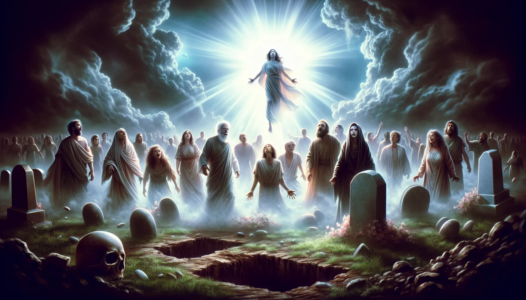 Ilustración representativa de la resurrección de los muertos según la Biblia'.