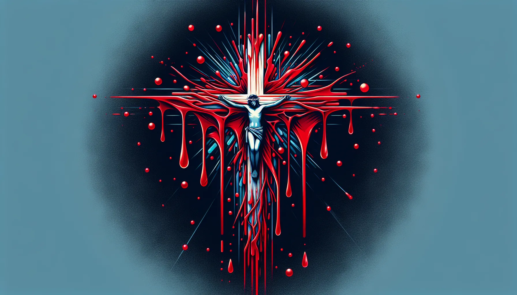 Imagen ilustrativa mostrando la representación simbólica de la sangre de Cristo derramada en una cruz, resaltando su significado y poder espiritual.