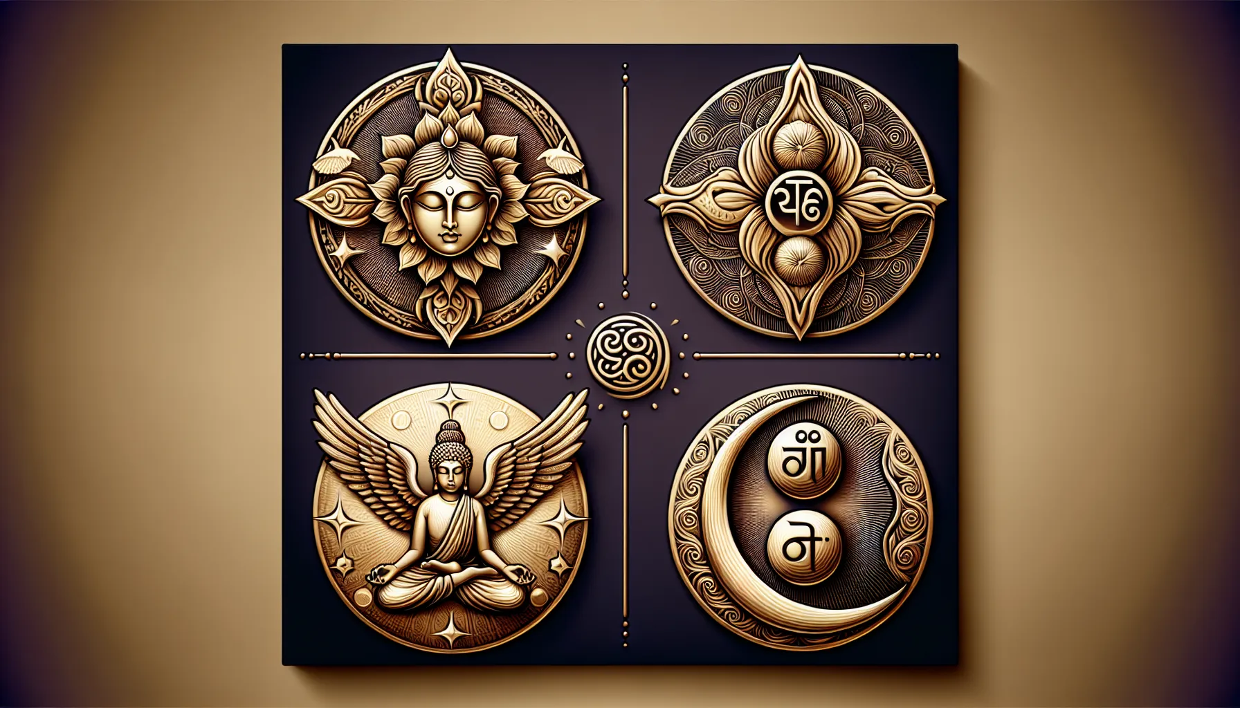 Cuatro símbolos espirituales que representan la armonía y el equilibrio en la vida.