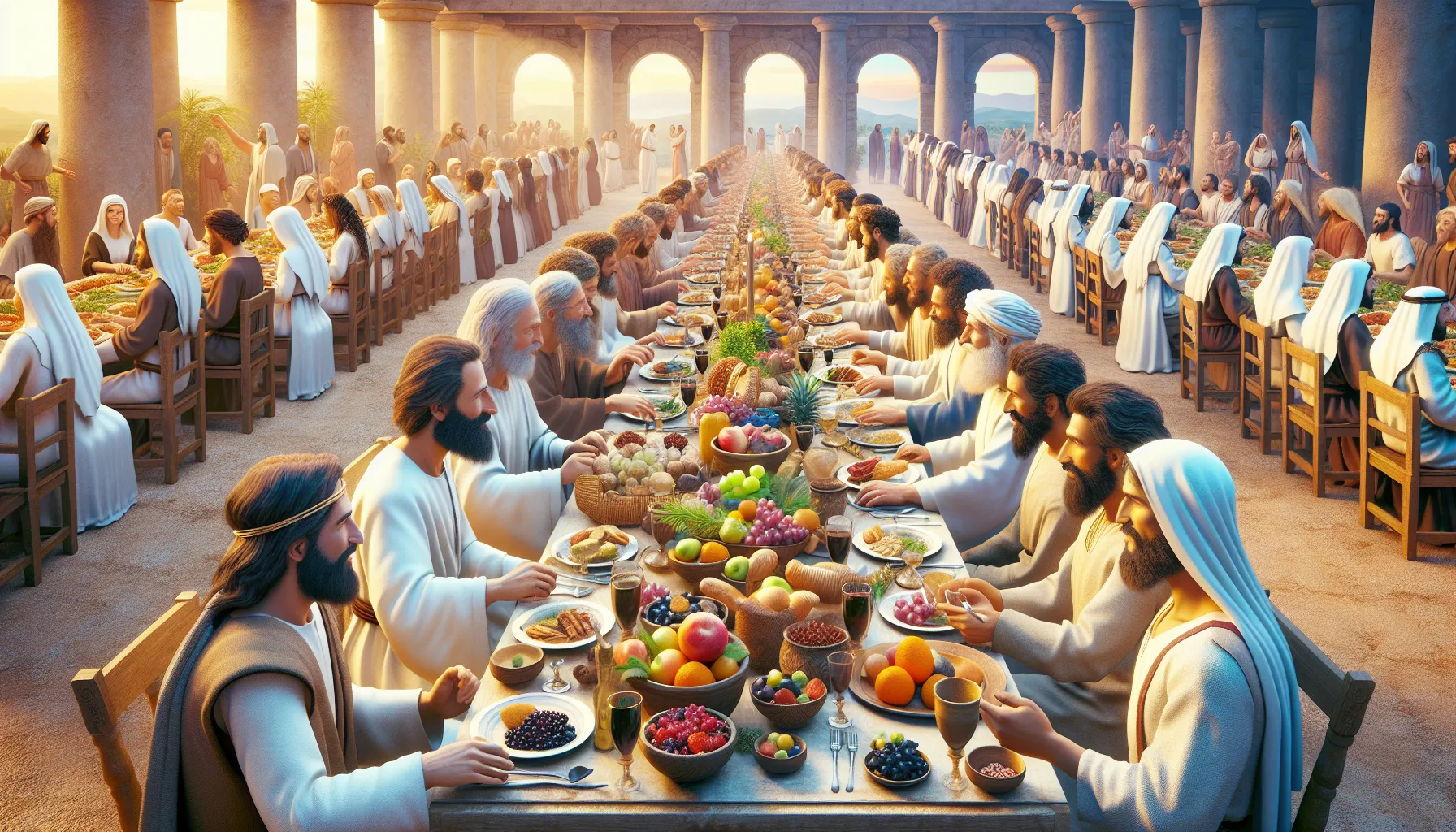 Imagen ilustrativa de la cena de bodas descrita en la Biblia