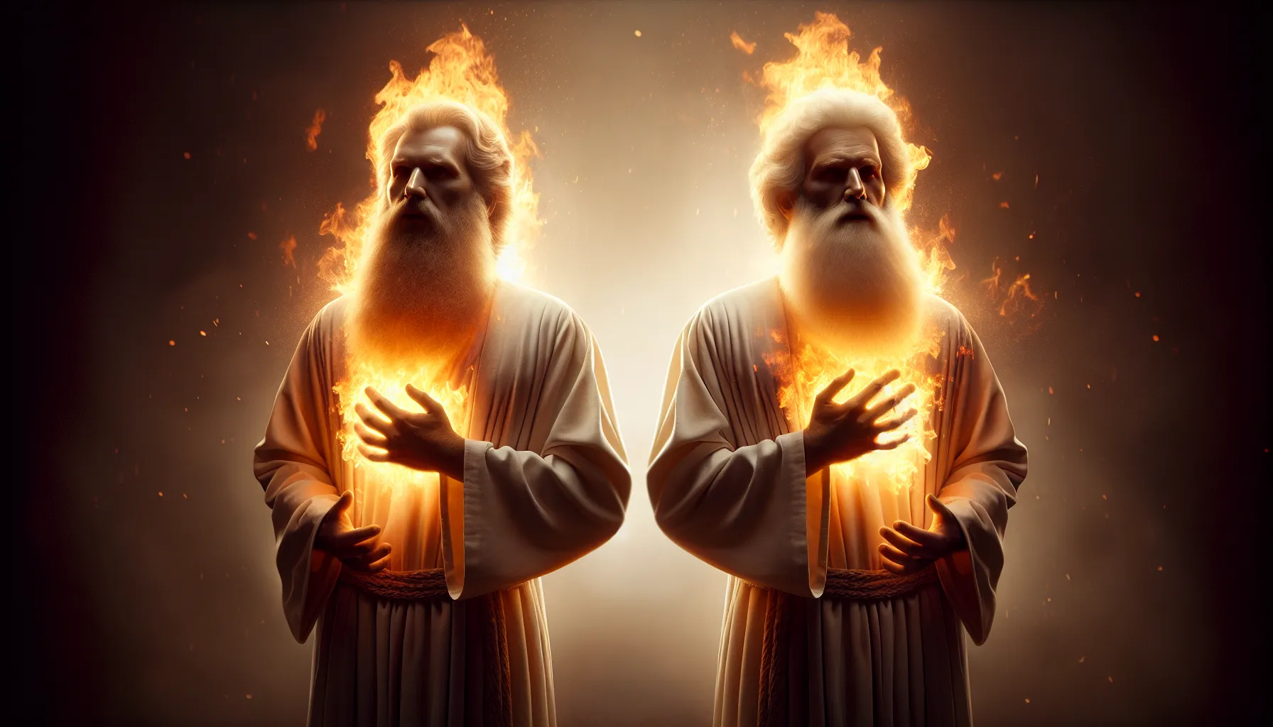 Representación artística de los dos Testigos del Apocalipsis de acuerdo a la interpretación bíblica
