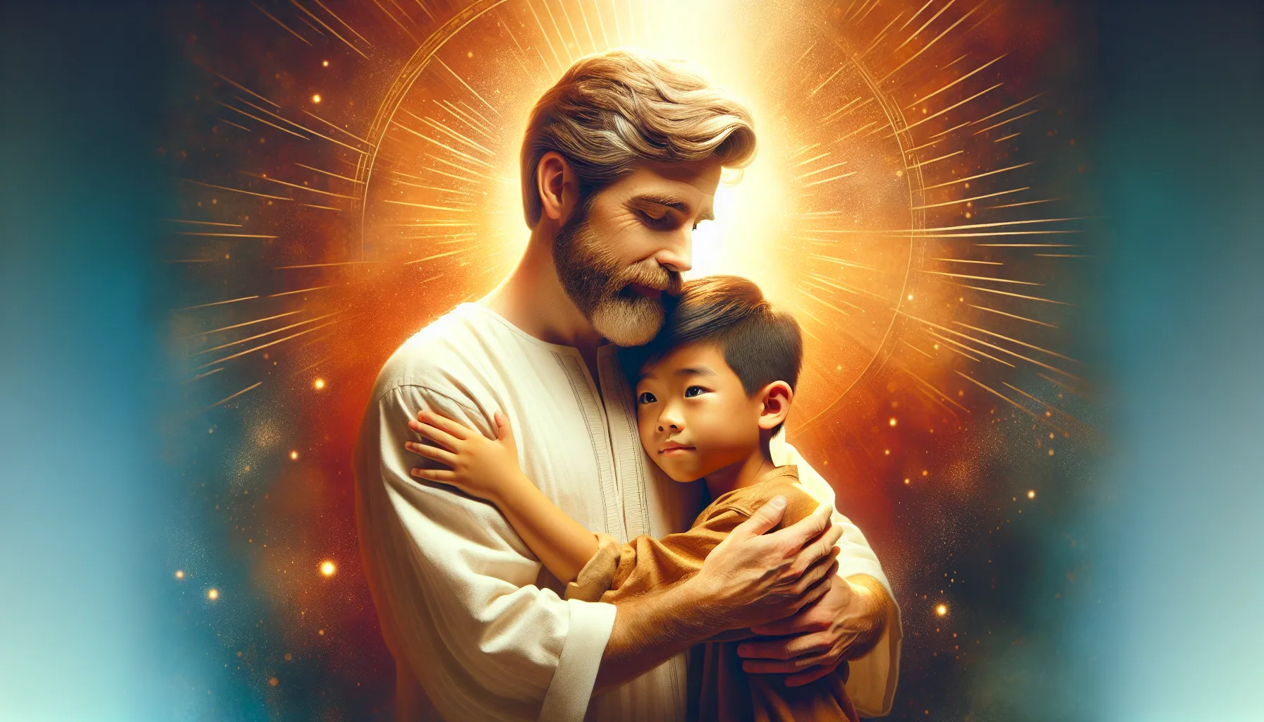 Imagen representativa de un padre abrazando a su hijo, ilustrando las enseñanzas bíblicas sobre la paternidad espiritual y el amor de Dios hacia sus hijos.