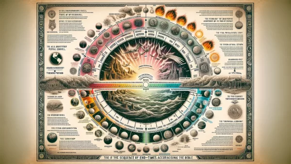 Gráfico que muestra una línea de tiempo de los eventos finales según la Biblia.