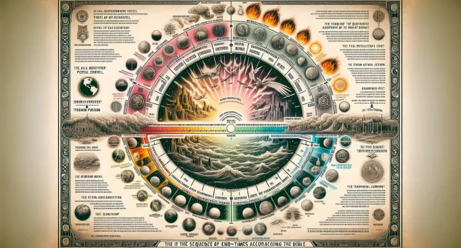 Gráfico que muestra una línea de tiempo de los eventos finales según la Biblia.