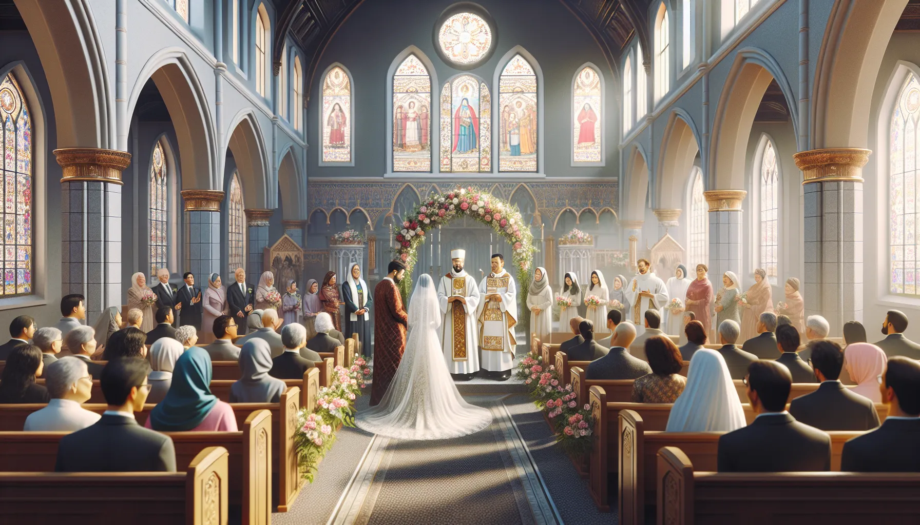 Una imagen representando aspectos de un matrimonio cristiano.