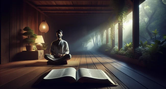 Una imagen representando la meditación en la Palabra de Dios para transformación espiritual.