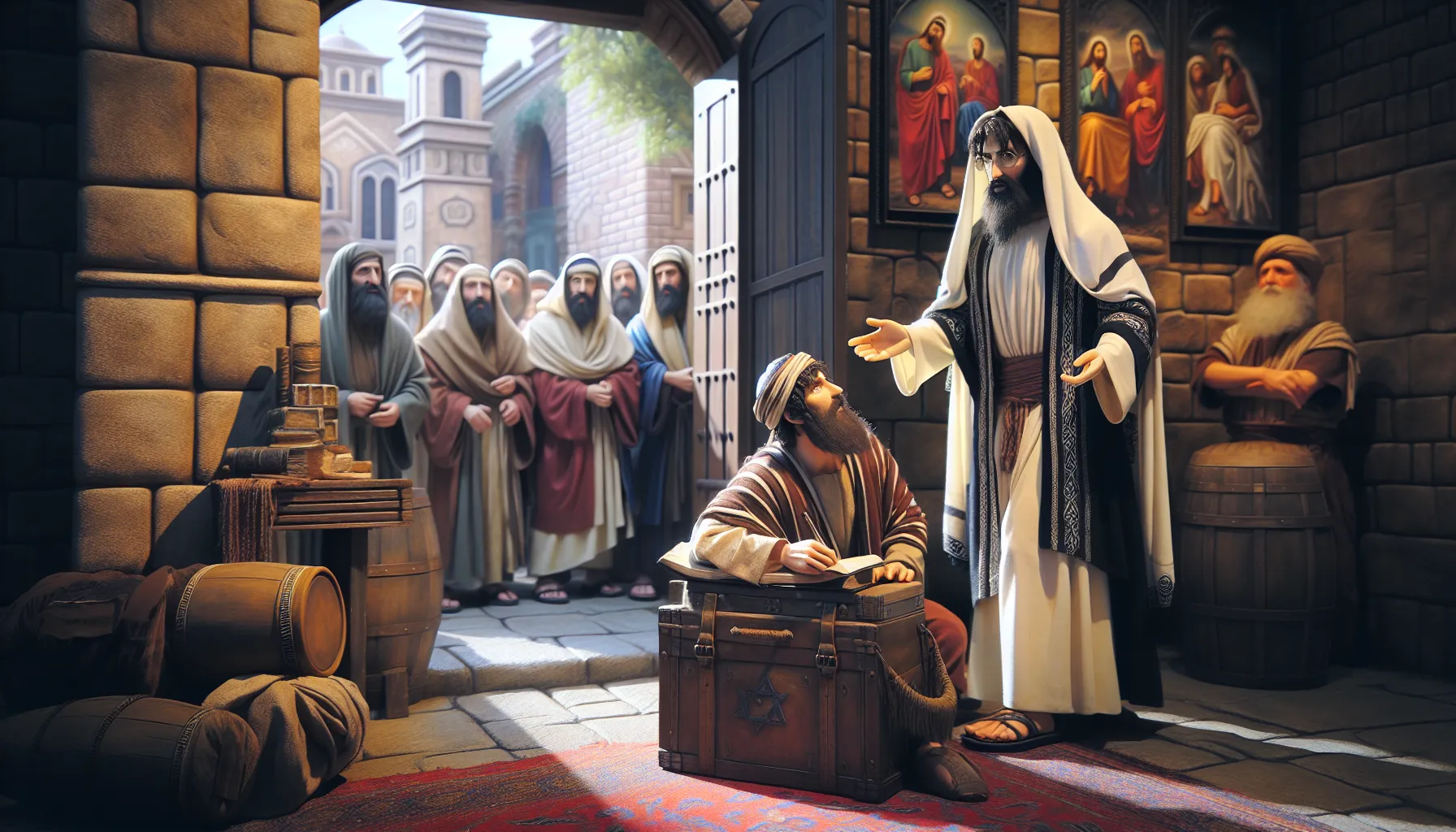Imagen representando a Nicodemo, un líder religioso judío, durante su encuentro con Jesús, destacando su viaje hacia la salvación.