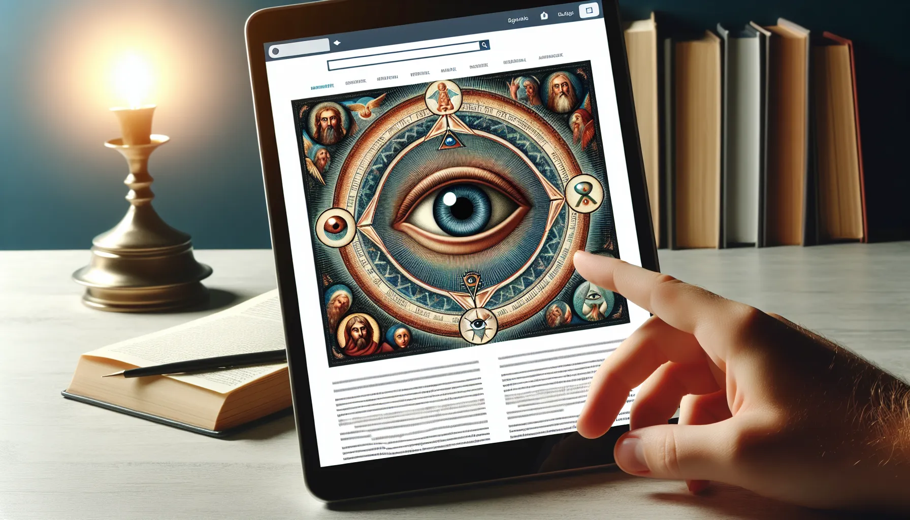 Símbolo del Ojo que Todo lo Ve representado en una ilustración con referencias bíblicas en un artículo web sobre su significado según la Biblia.