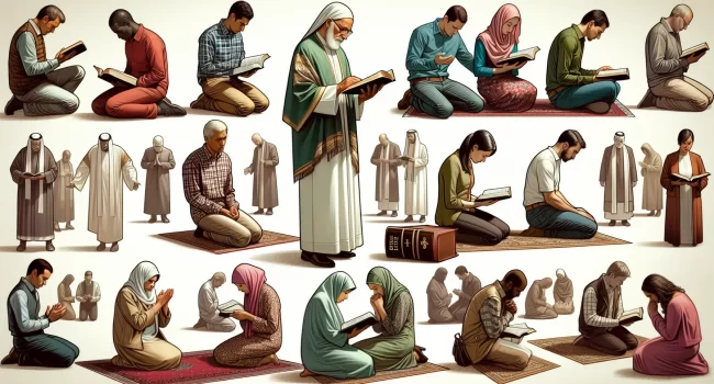 Imagen de portada para el artículo 'Tipos de oración en la Biblia: guía completa' con una ilustración representando diferentes formas de orar según la Biblia.