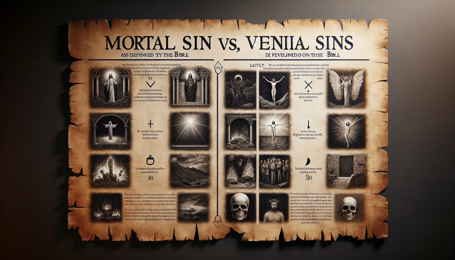 Comparación entre pecados mortales y veniales según la Biblia