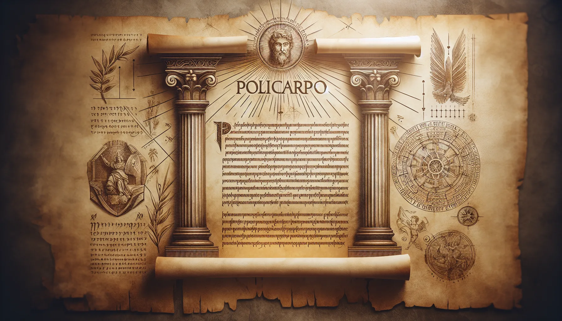 Imagen de una antigua escritura en pergamino con el nombre de Policarpo y una cita bíblica resaltada.