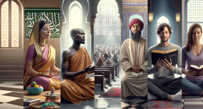Explorando la diversidad religiosa: diferentes caminos hacia lo divino.