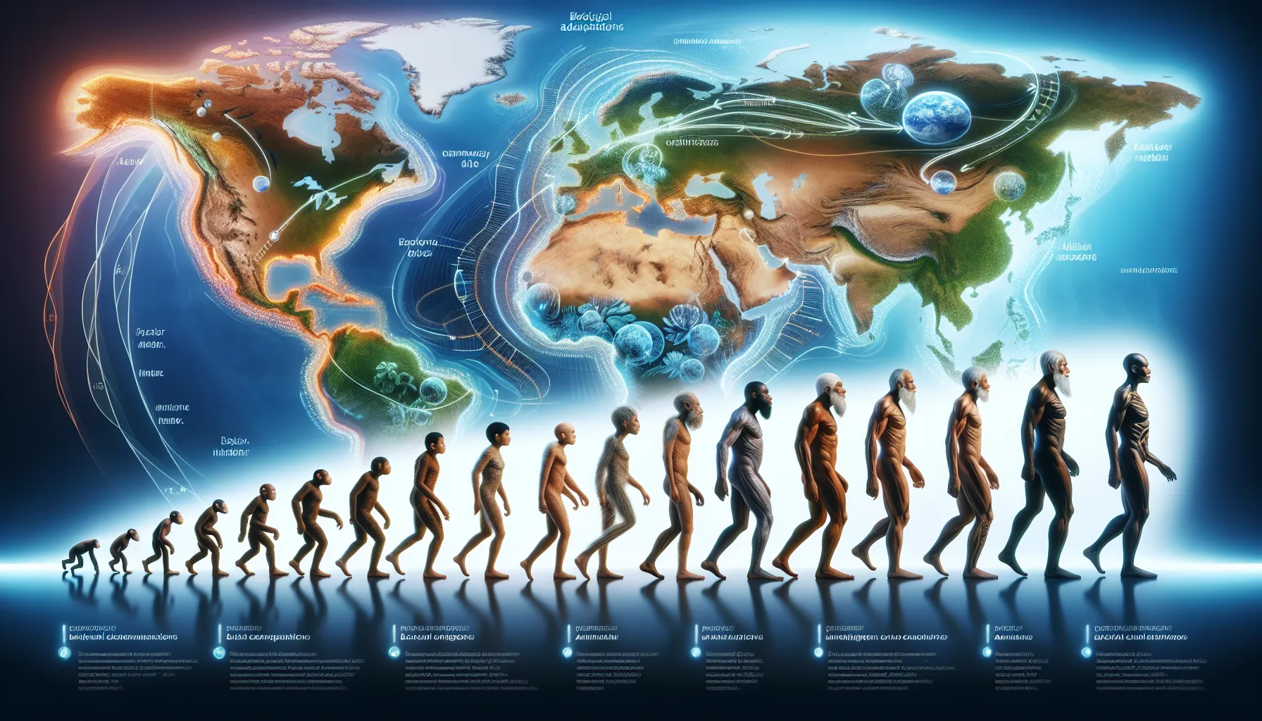 Gráfico ilustrativo sobre el origen de las diferentes razas humanas en la historia de la evolución humana.