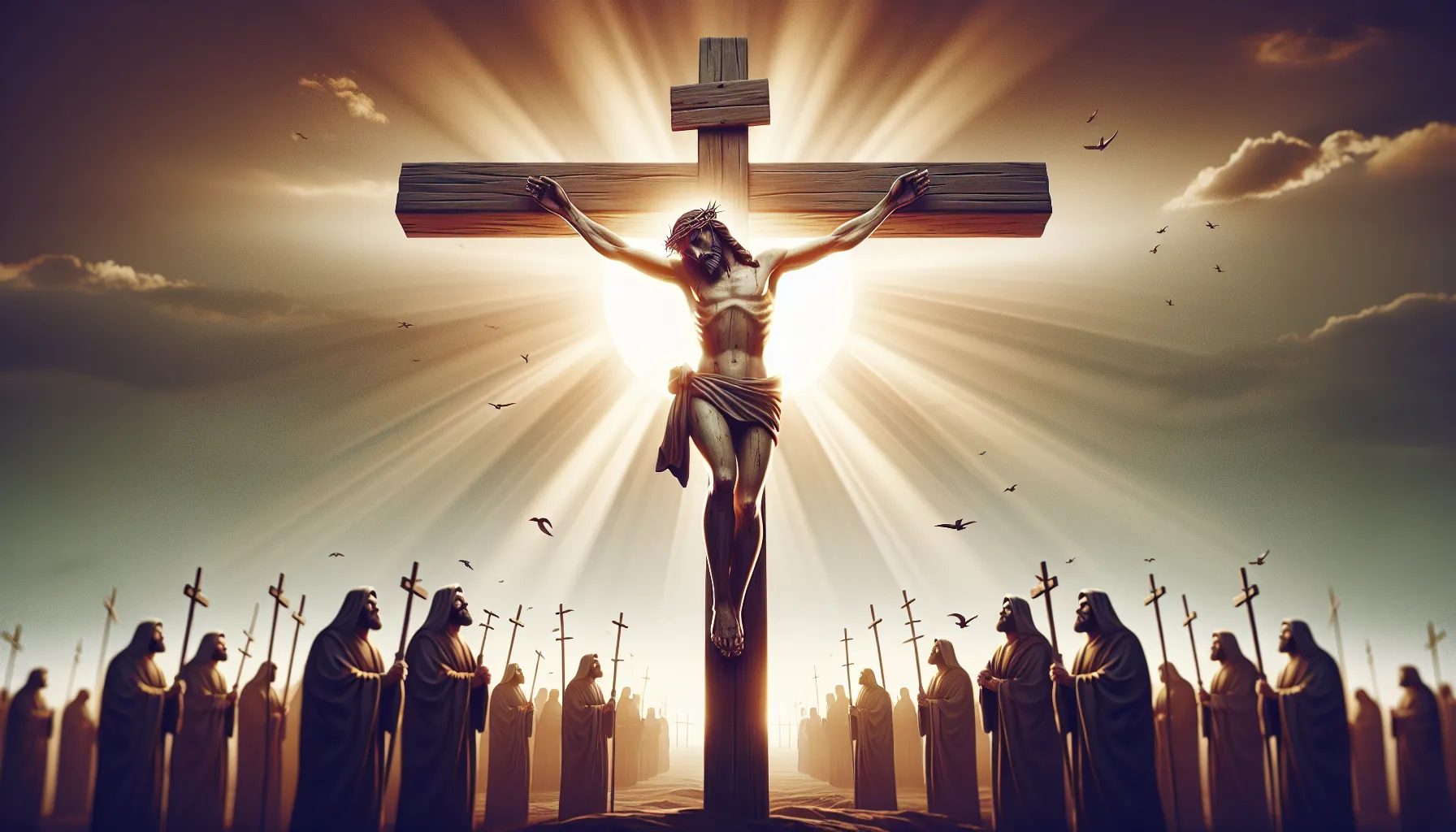 Imagen del crucifijo con Jesús en la cruz, simbolizando el sacrificio por nuestros pecados.