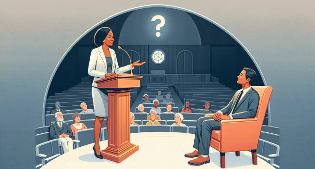 Imagen que representa el debate sobre si las mujeres pueden predicar en el púlpito como los hombres.