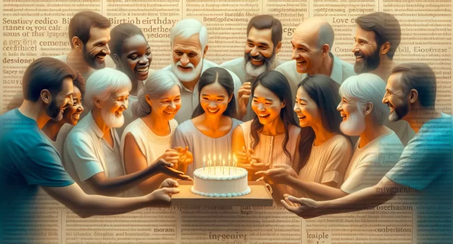 Imagen de un grupo de personas evangélicas celebrando un cumpleaños