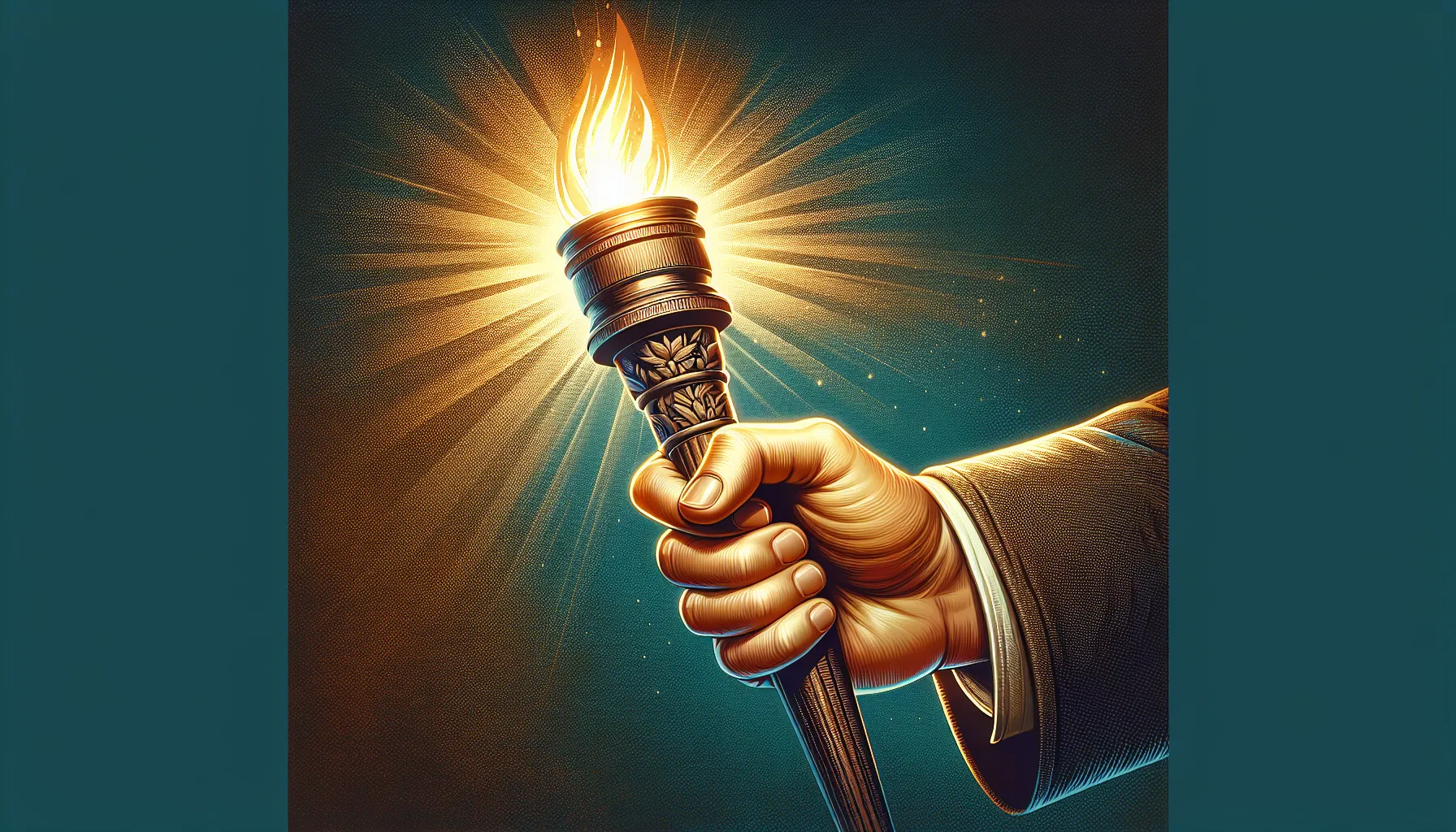 Ilustración mostrando una mano sosteniendo una antorcha encendida, simbolizando la luz de la fe y la misión del apostolado siguiendo los principios bíblicos.