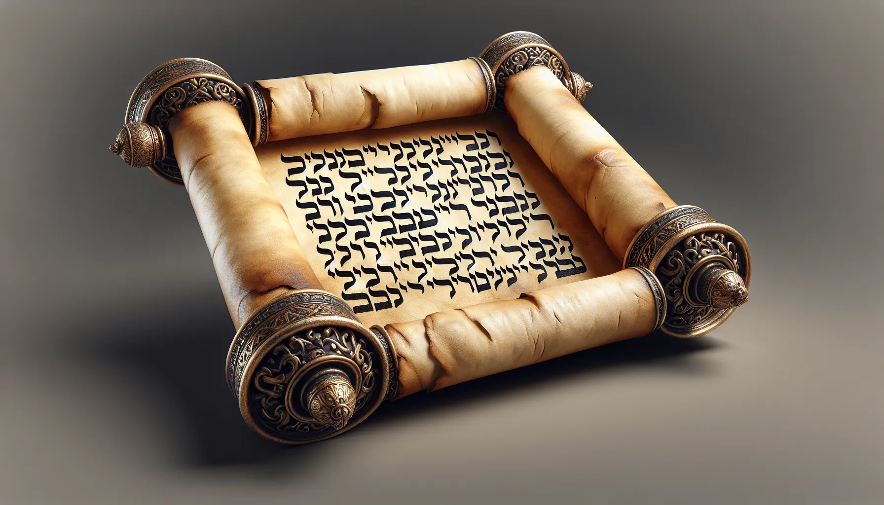 Imagen de un rollo de pergamino abierto con letras hebreas antiguas