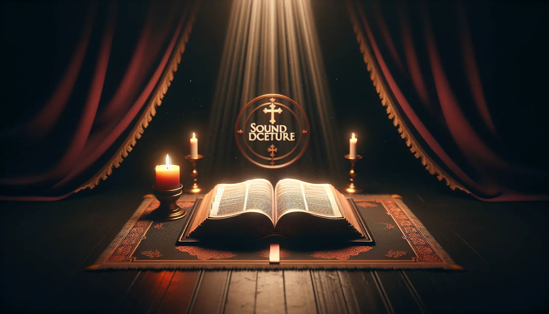 Imagen ilustrativa de un libro sagrado abierto con luz tenue