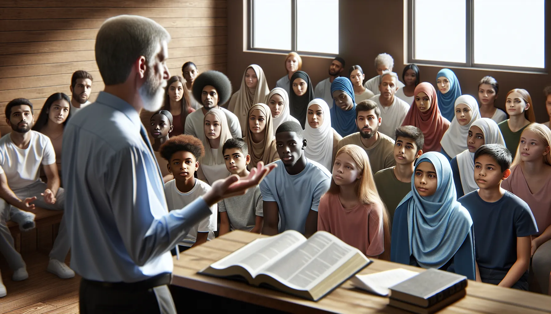 Maestro dando una lección a un grupo de estudiantes