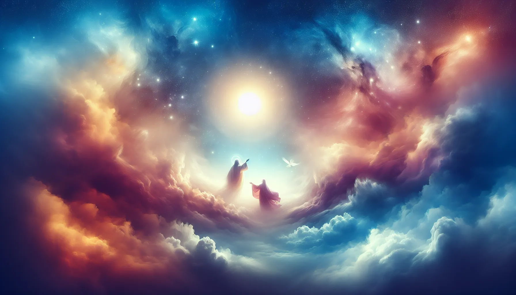 Una imagen con un fondo celestial en tonos suaves que representa la esperanza y la fe en la vida eterna según la Biblia.'