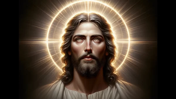 Imagen de un retrato de Jesús con un halo de luz