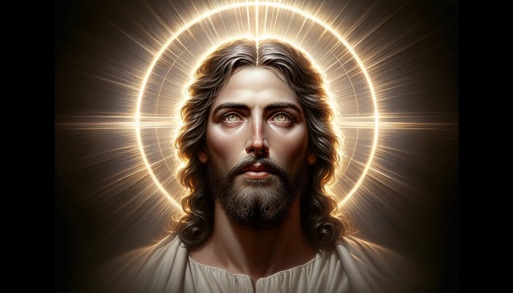 Imagen de un retrato de Jesús con un halo de luz