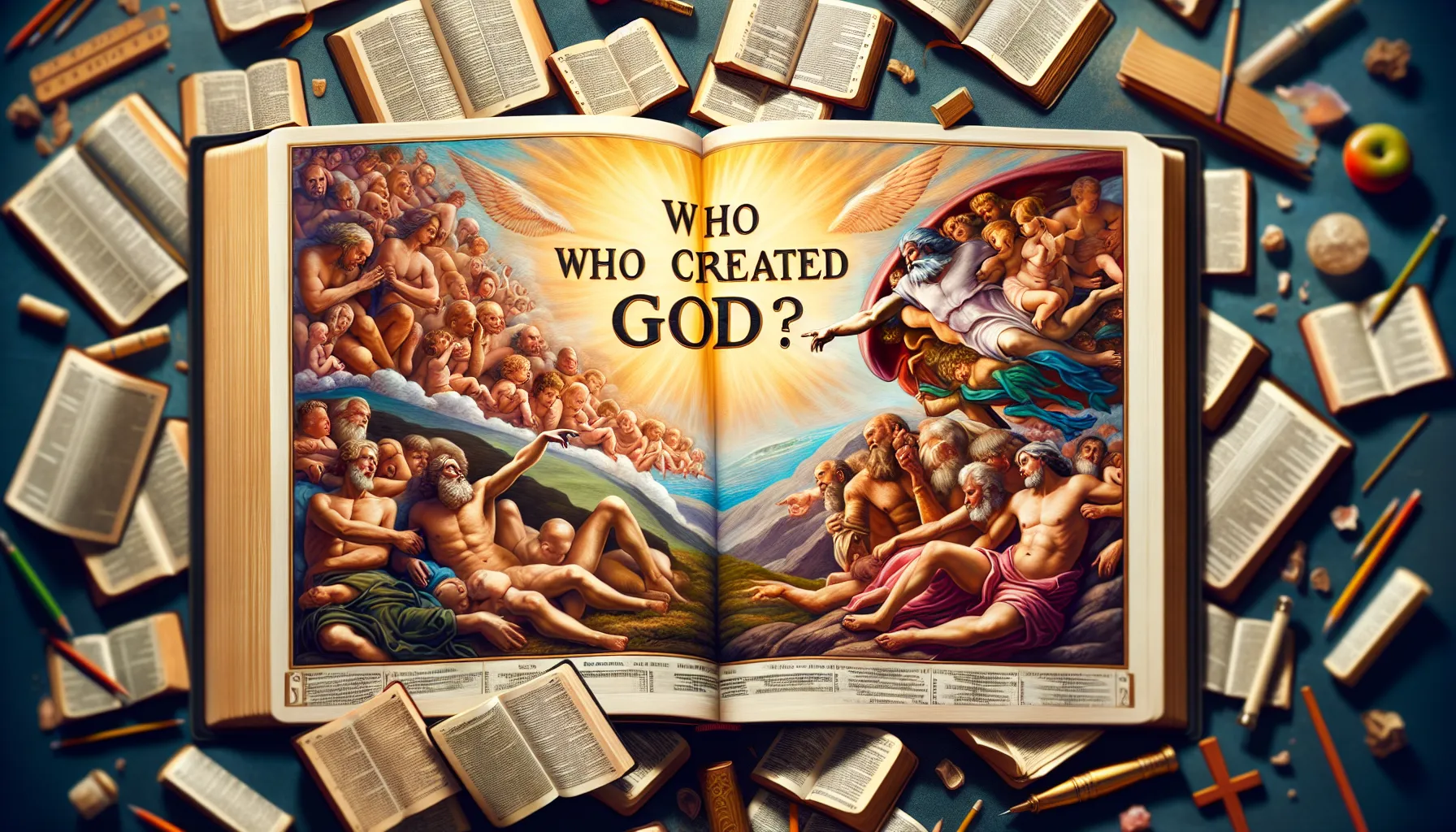 Imagen de un fragmento de la Biblia Católica con la pregunta: ¿Quién creó a Dios? según la perspectiva religiosa.