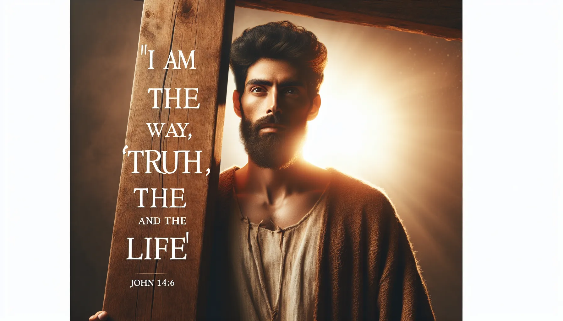 Imagen de Jesucristo con una cruz al fondo y una luz divina iluminando su rostro