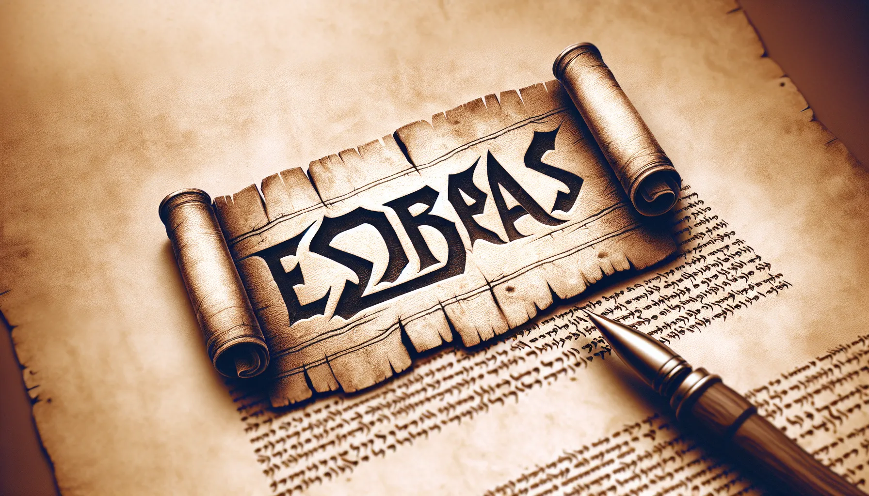 Imagen de un pergamino antiguo con el nombre Esdras destacado, simbolizando la relevancia histórica y religiosa de este personaje bíblico.