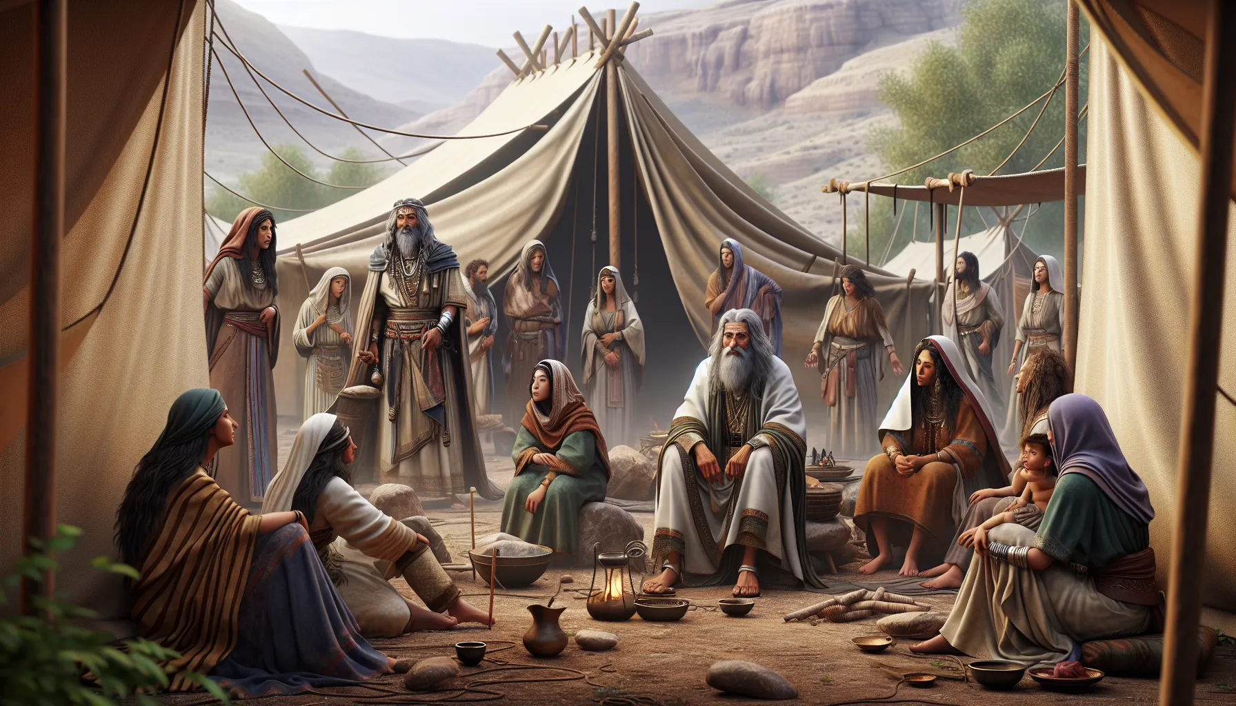 Imagen de una ilustración representativa de la poligamia en la historia bíblica.