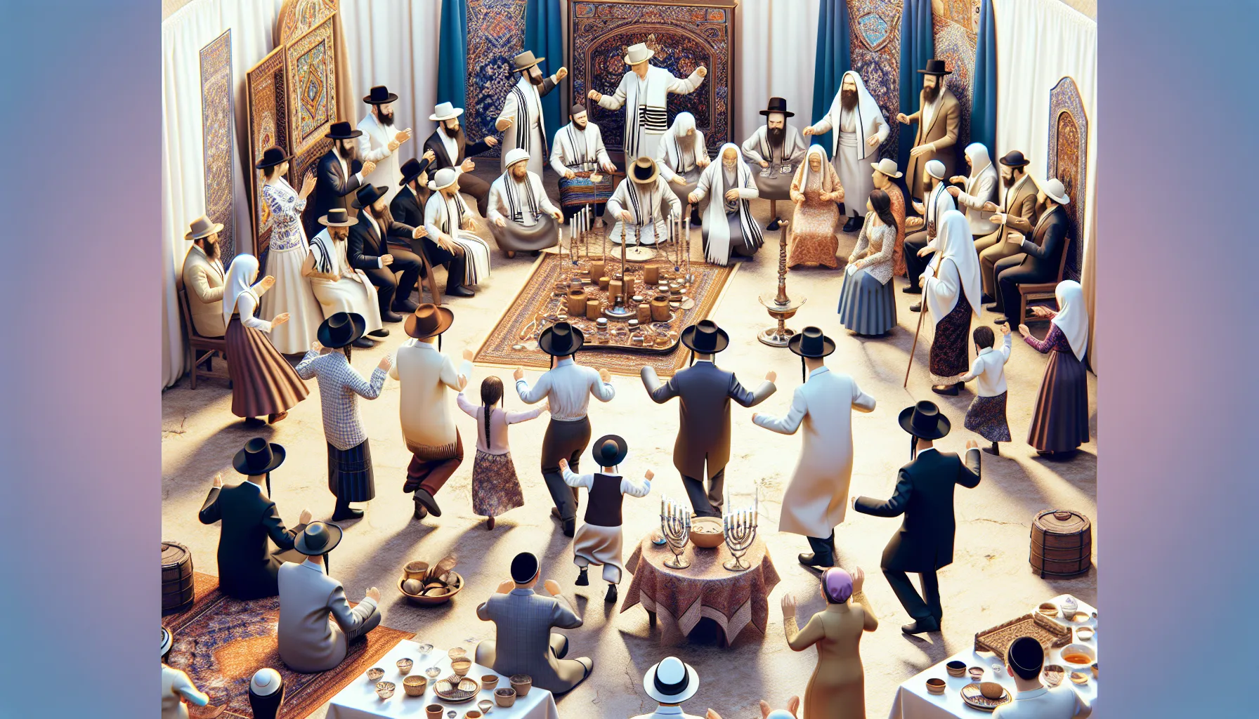 Personas participando en una celebración cultural del Movimiento Raíces Hebreas en la tradición judía.