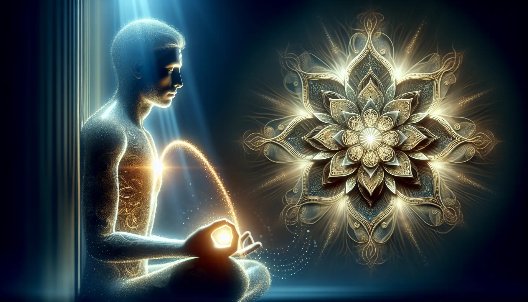 Persona meditando con un símbolo sagrado