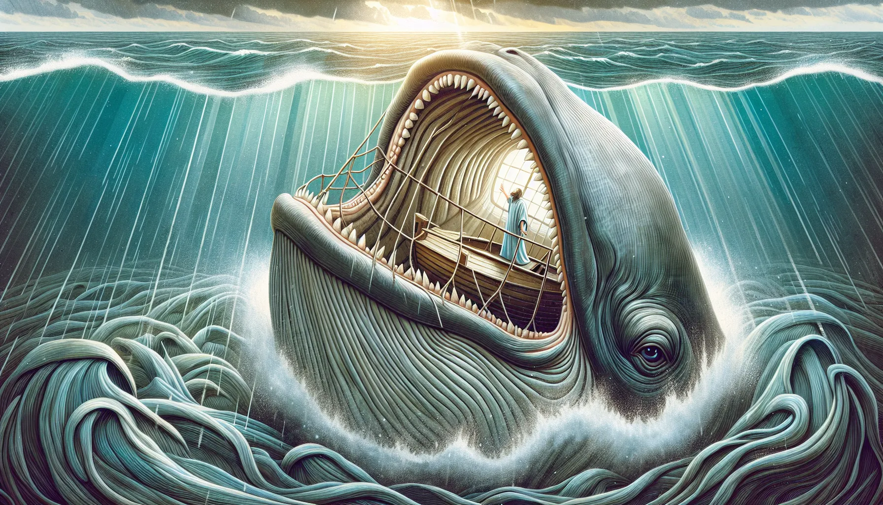 Dibujo ilustrativo de Jonás dentro de la ballena