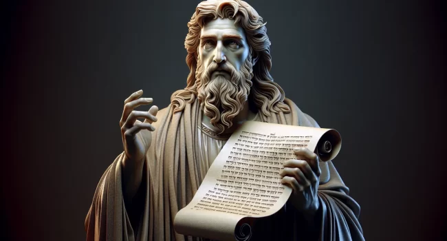 Imagen de un profeta bíblico con un pergamino en mano