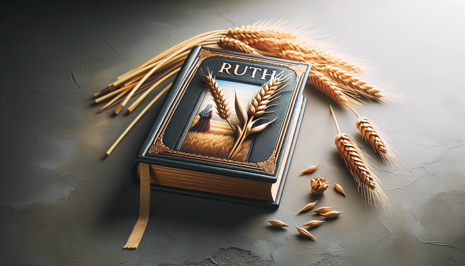 Imagen del libro de Rut junto a una espiga de trigo