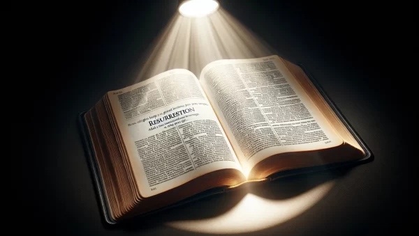 Imagen de un libro sagrado abierto con una luz brillante resaltando un pasaje sobre resurrecciones en la Biblia.