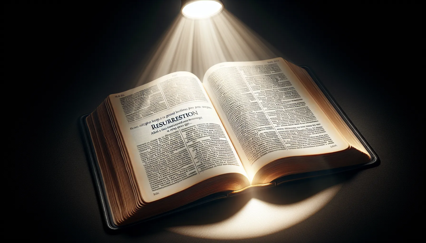 Imagen de un libro sagrado abierto con una luz brillante resaltando un pasaje sobre resurrecciones en la Biblia.