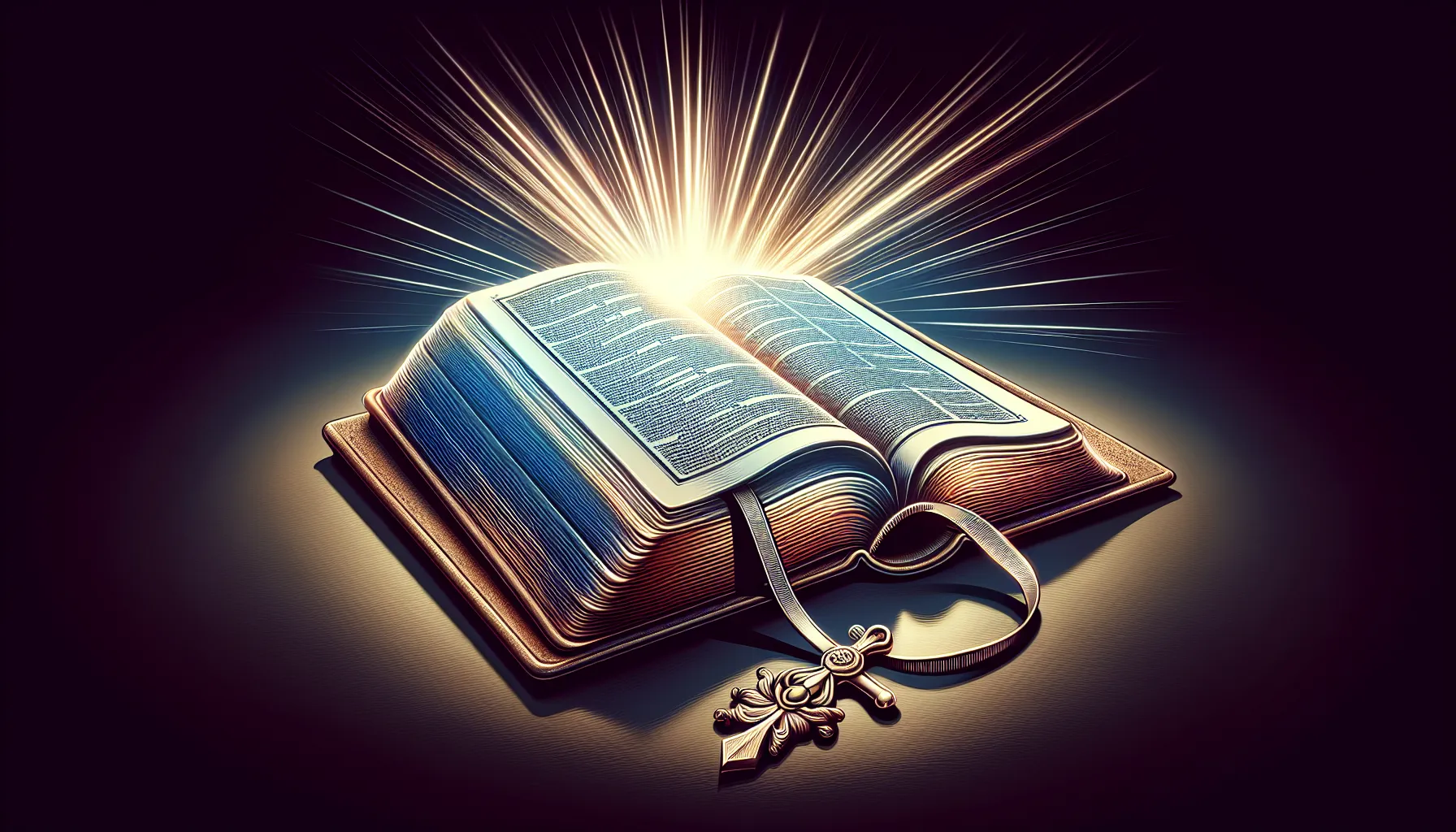 Imagen ilustrativa de la Biblia abierta con rayos de luz resplandeciendo