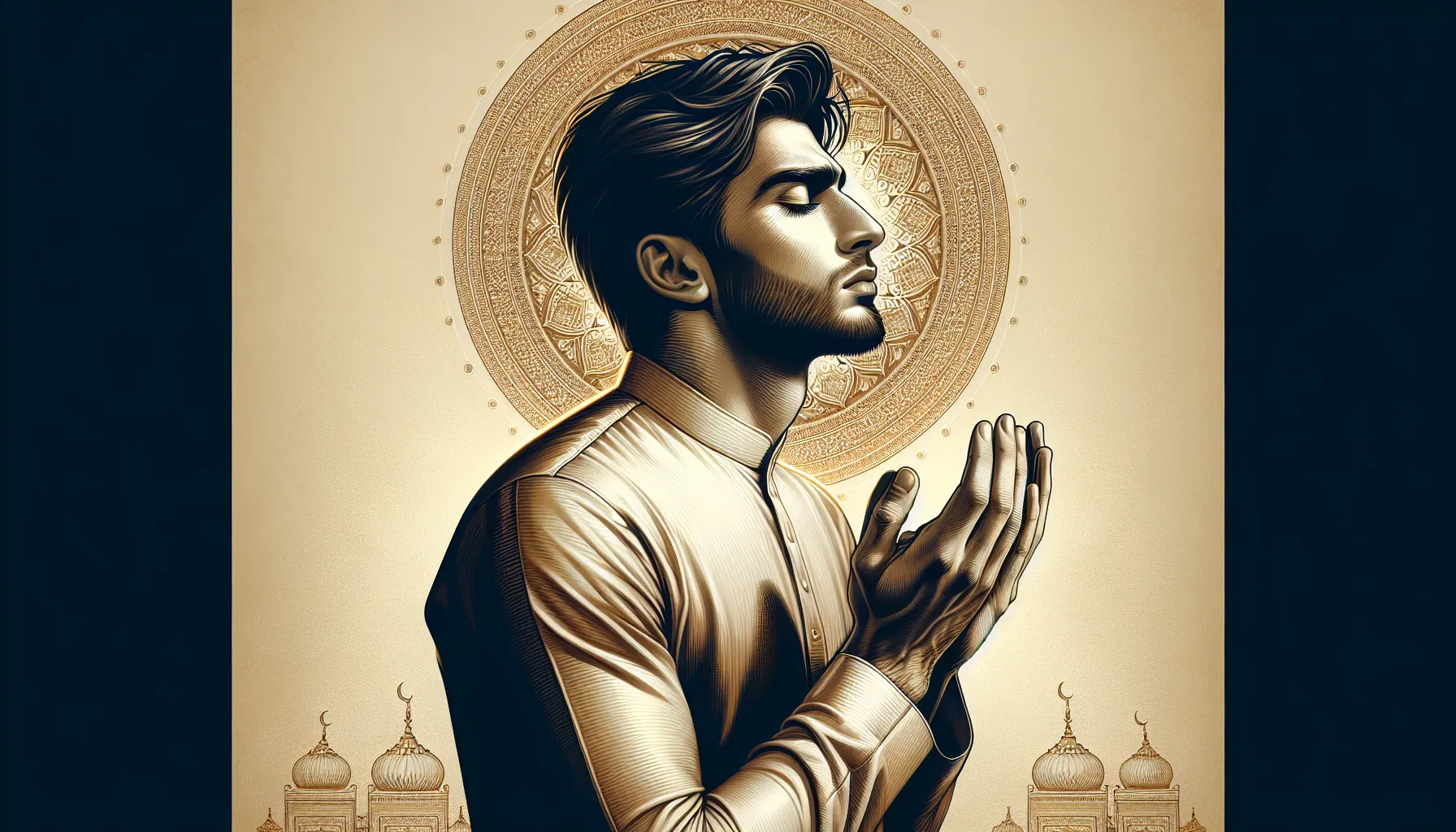 Imagen de un hombre con las manos levantadas en oración