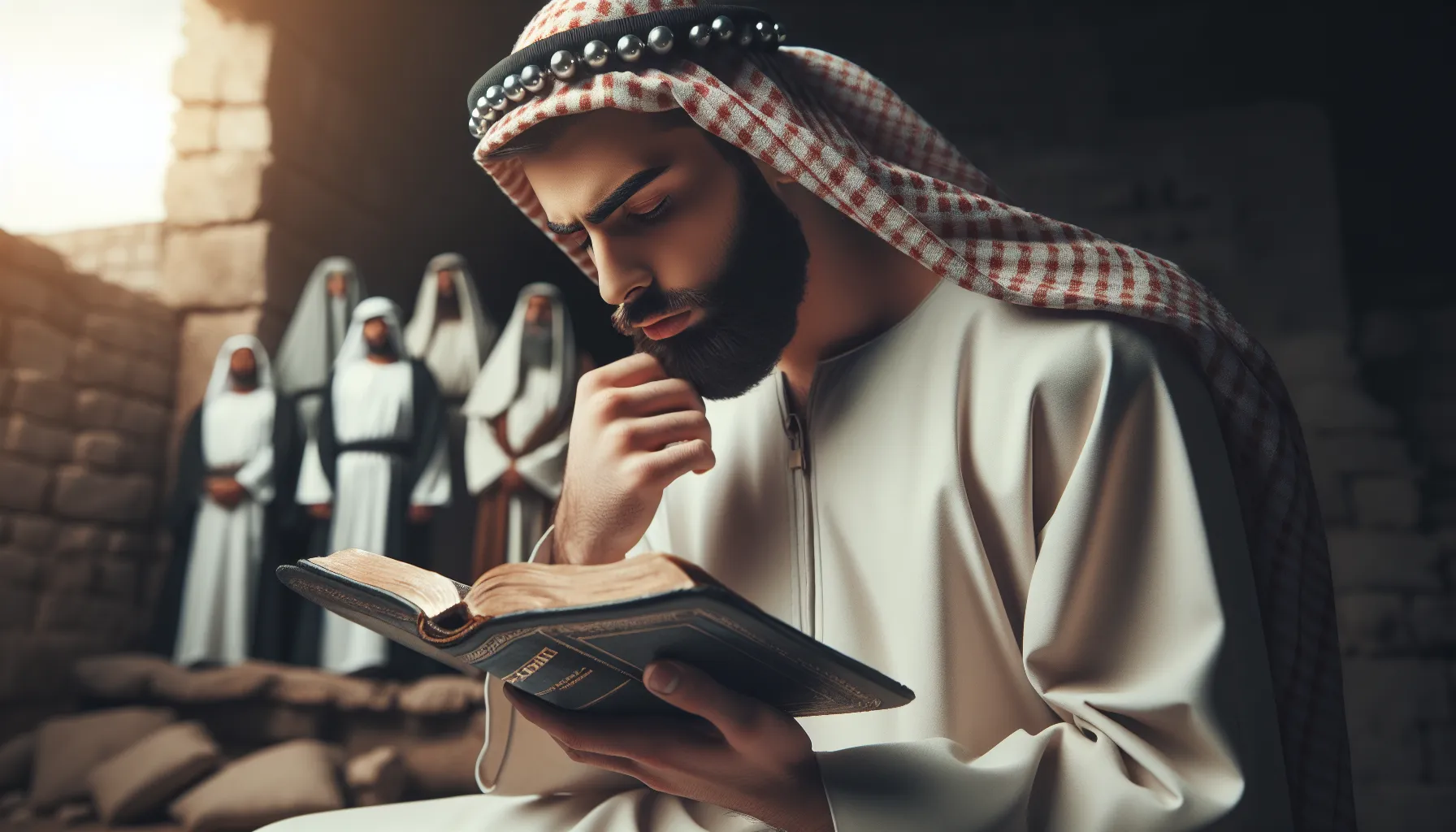Imagen de un hombre leyendo la Biblia y reflexionando sobre el perdón y la superación del resentimiento.