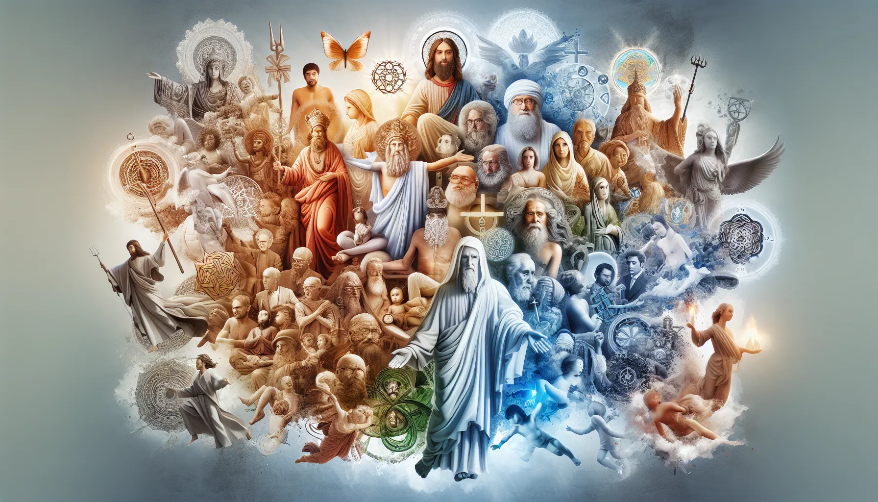 Imagen representativa de diversas figuras religiosas fusionadas