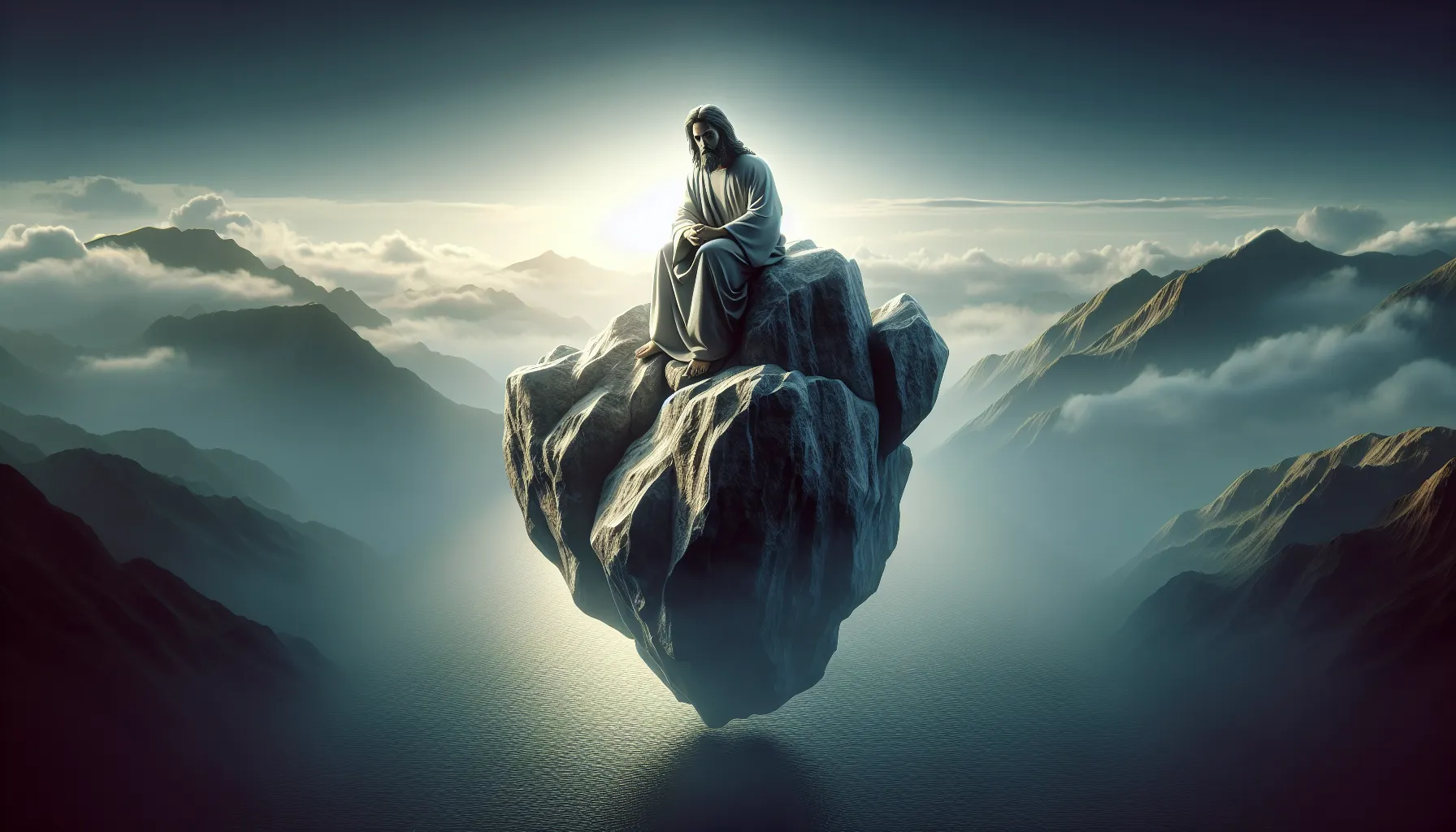 Imagen de Jesucristo como la roca, representada con solidez y fortaleza, en referencia a Mateo 16:18.
