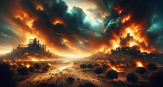 Imagen ilustrativa de la destrucción de Sodoma y Gomorra según la Biblia.