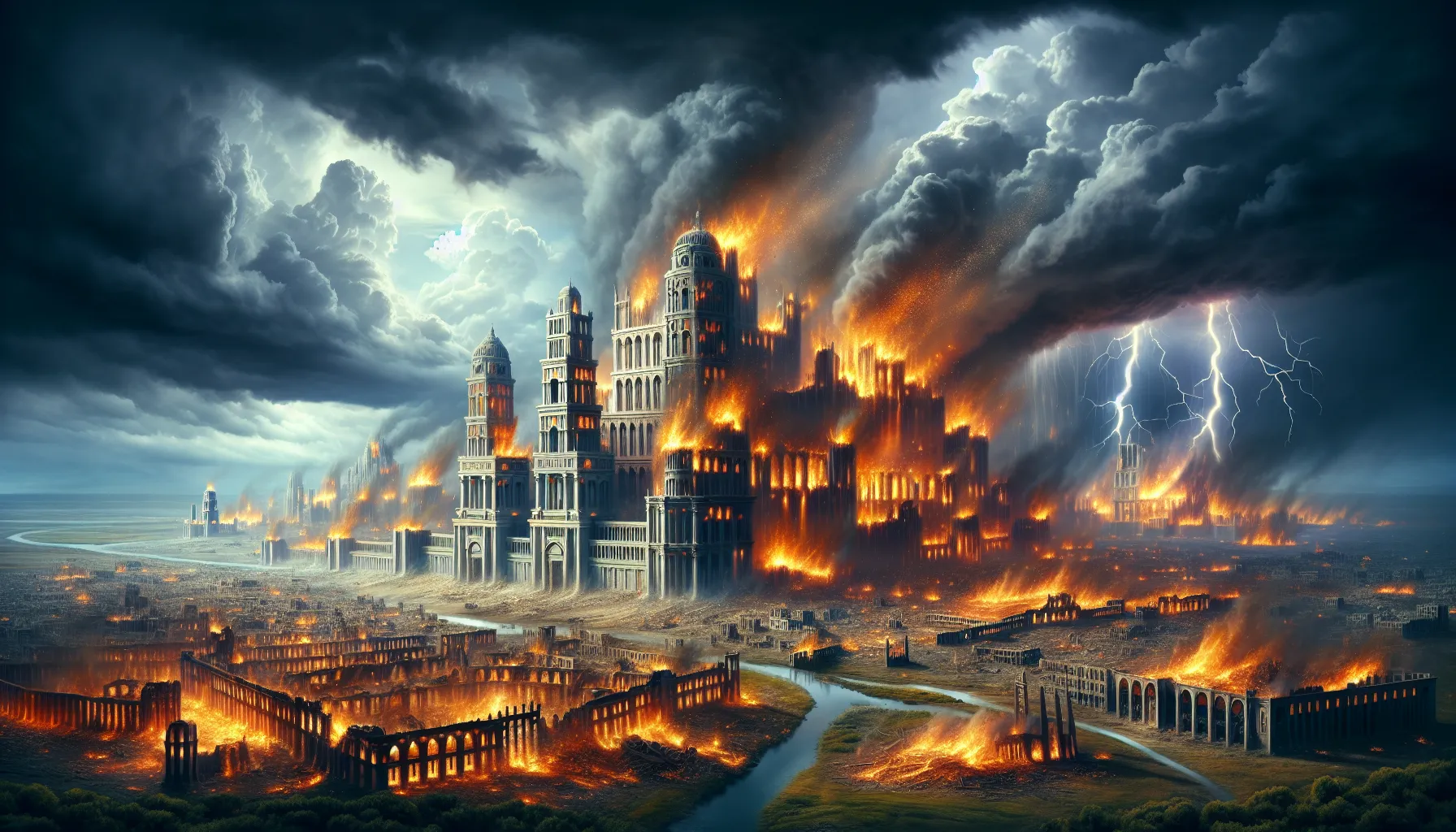 Representación artística de la destrucción de Sodoma y Gomorra por la ira divina.