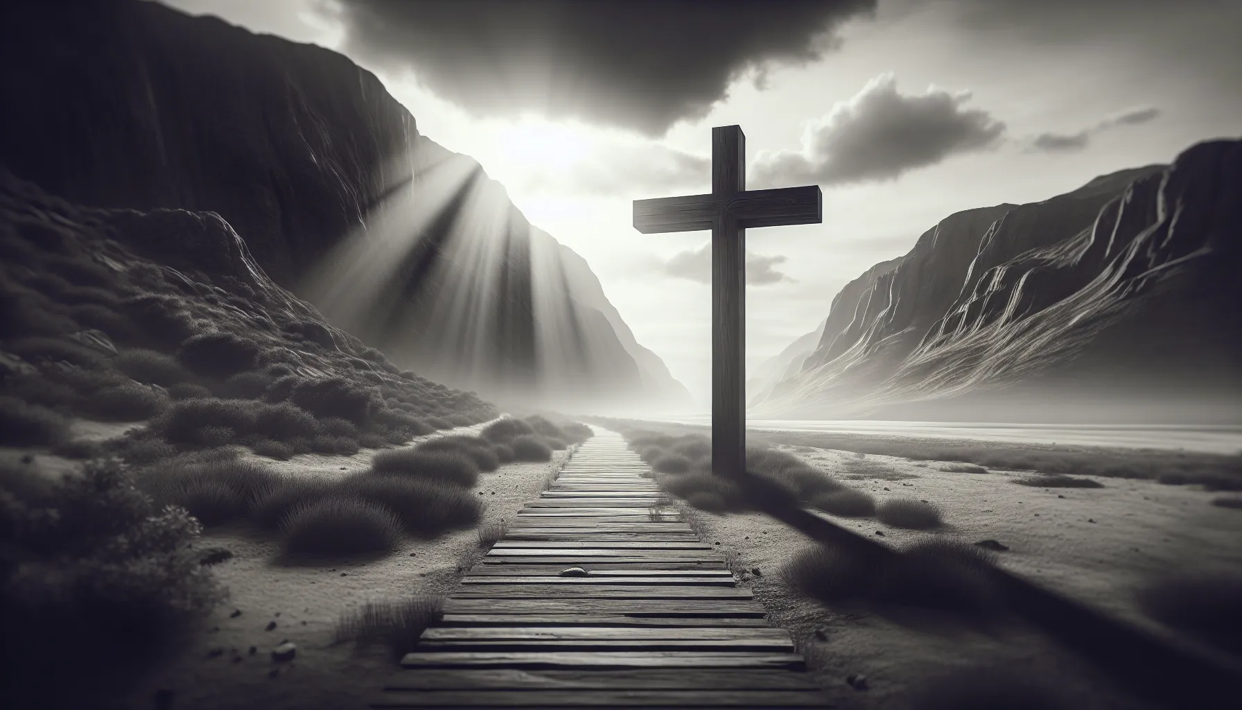 Imagen de una cruz junto a un camino, simbolizando el compromiso de seguir a Jesús.