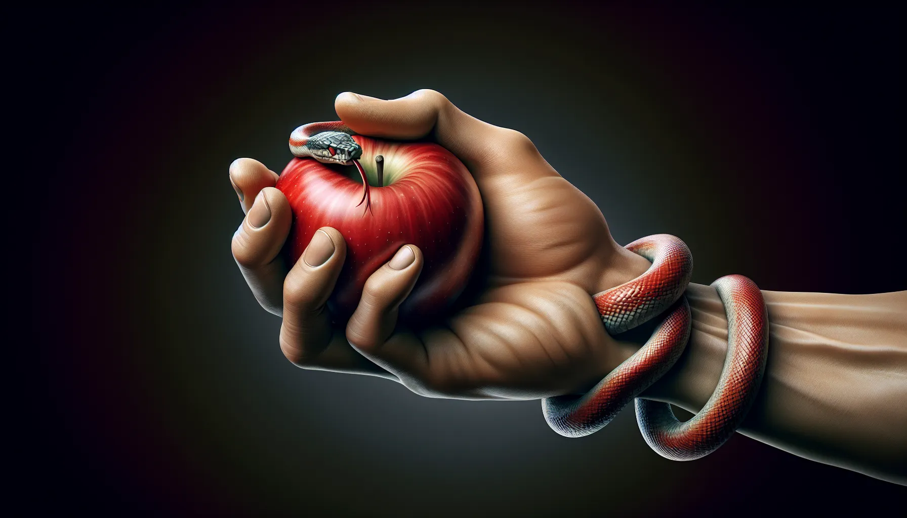 Una mano sujetando una manzana roja tentadora